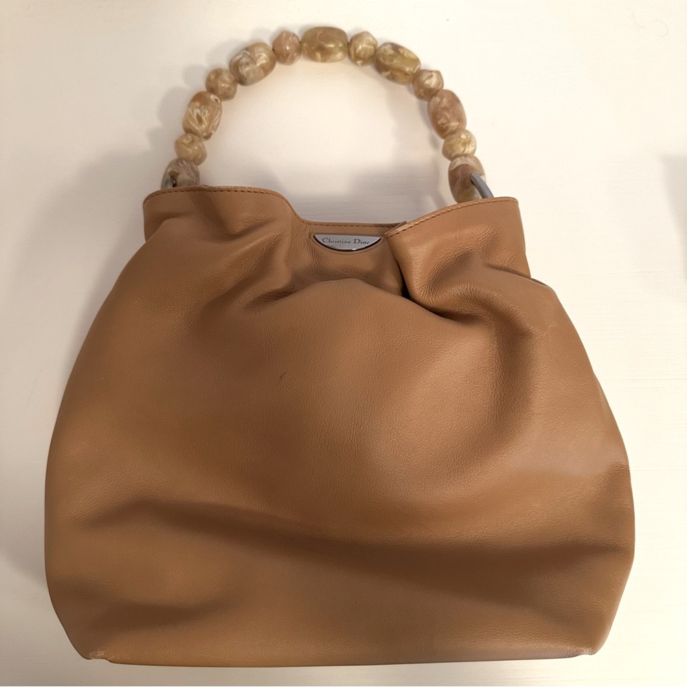 SALE! Dior Leather Bag with Beaded Handle. GREAT condition. RARE, AUTHENTIC. - Picture 2 of 16